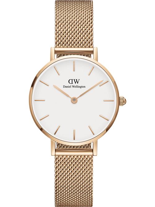 Se Daniel Wellington Analogt ur 'Petite Melrose RG White'  rosa guld ved About You