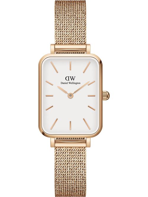 Se Daniel Wellington Analogt ur 'Quadro Pressed Melrose RG White'  rosa guld ved About You