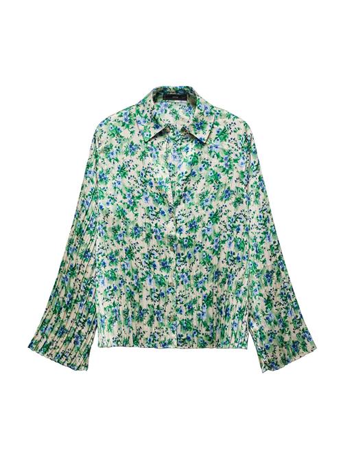 MANGO Bluse 'BOUQUET'  blå / lyseblå / grøn / uldhvid