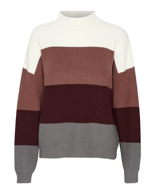 Se CULTURE Pullover 'Olivia'  antracit / bordeaux / mørkerød / hvid ved About You