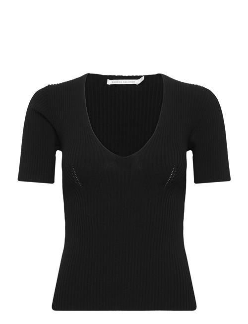 Rabens Saloner Fabia - Contour Knit Short Slv. Top Rabens Sal R Black