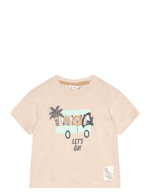 Mango Printed Cotton-Blend T-Shirt Mango Beige