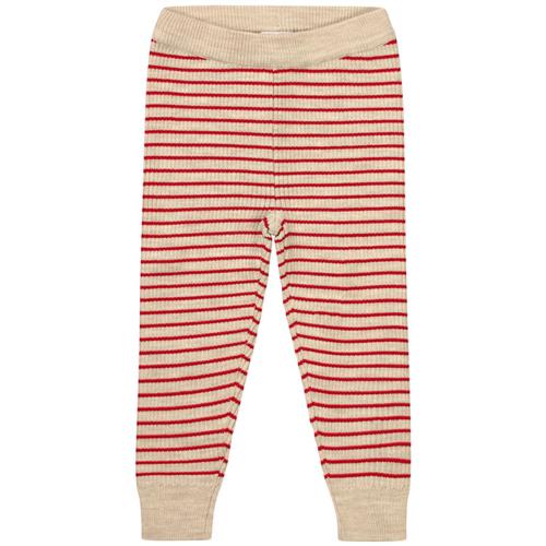 Flöss Flye Stribede Strikkede Leggings Ruby Red/Cloud | Rød | 74 cm