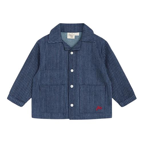 Se Flöss Willy Stribet Pyjamas Skjorte Indigo | Blå | 116 cm ved Babyshop