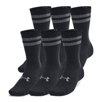 Under Armour Strømper 6P Essential Crew Socks Sort stribet polyester Small