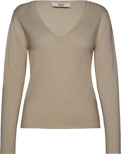 RM by Rosemunde Rmwsofia Wool LS Vneck Knit Kvinde Light Sand Melange Langærmede T-shirts Str L - hos Magasin