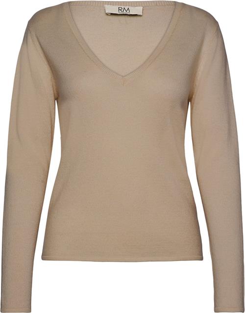 Se RM by Rosemunde Rmwsofia Wool LS Vneck Knit Kvinde Light Sand Melange Langærmede T-shirts Str M - hos Magasin ved Magasin