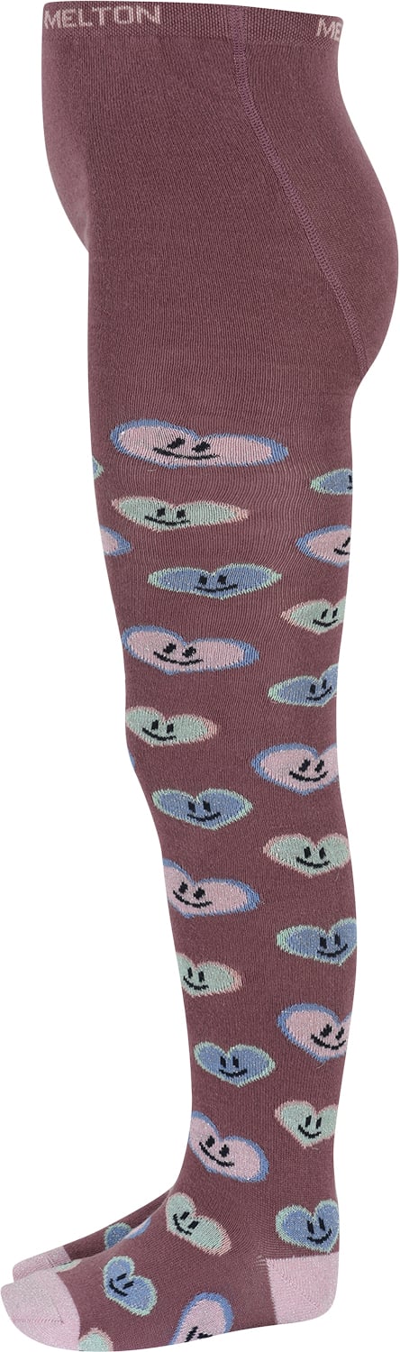 Melton Happy Hearts Tights Str 104 - Grape Shake Strømper Bomuld hos Magasin