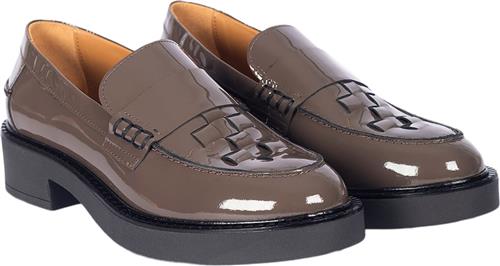 ANGULUS Loafer med Fletdetalje Kvinde 1722 Dark Taupe Loafers Str 37 - hos Magasin