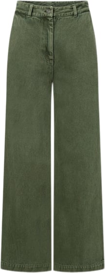 Nué Notes Porter Pants Kvinde Rifle Green Wide Jeans Str 34 - hos Magasin