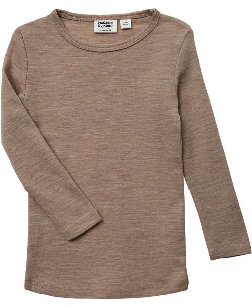 Magasin du Nord Collection Magasin Woola 3 LS RWS Merino Wool Str 2 Merino Khaki Melange Bluser