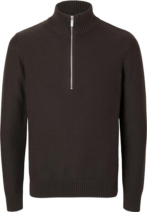 Se Selected Homme Slhaxel LS Knit Half ZIP Mand Chocolate Torte Sweatshirts Str M - hos Magasin ved Magasin