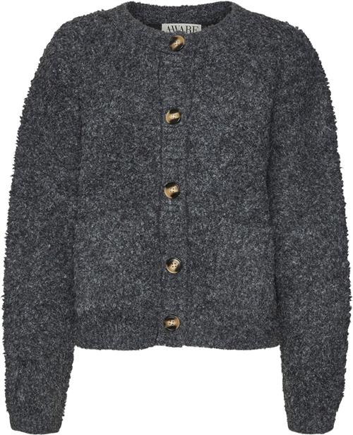 Vero Moda Vmnalani LS Oneck Cardigan VMA Kvinde Dark Grey Melange/melange Cardigans Regular Fit Str M - hos Magasin