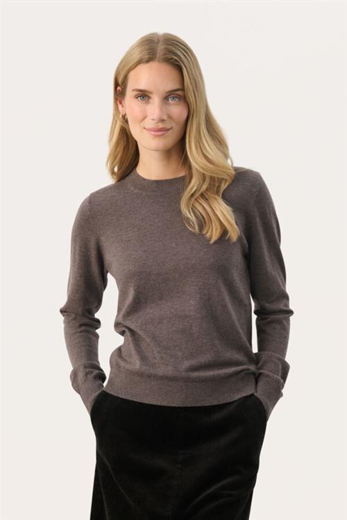 Se Part Two Jaylynpw PU Kvinde Dark Mink Melange Sweaters Relaxed Fit Str XS - hos Magasin ved Magasin