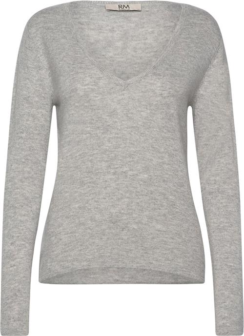 RM by Rosemunde Rmwsofia Wool LS Vneck Knit Kvinde Grå Langærmede T-shirts Str S - hos Magasin