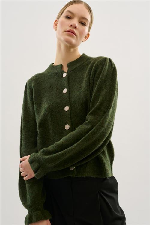 Karen by Simonsen Ebbiekb Cardigan Kvinde Dark Olive Melange Cardigans Str L - hos Magasin