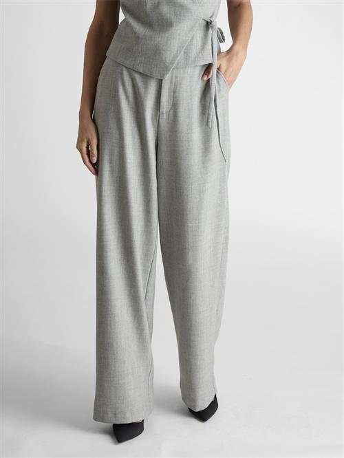 Neo Noir Emmett Pants Kvinde Grey Melange Bukser Med Brede Ben Str 42 - hos Magasin