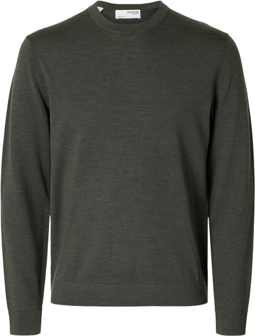 Selected Homme Slhtray LS Knit Merino Crew Neck NO Mand Forest Night Sweaters Regular Fit Str S Merino - hos Magasin