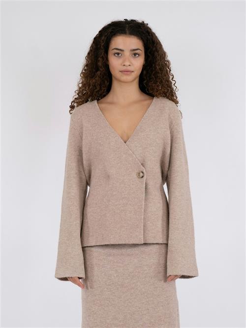 Neo Noir Marie Louise Knit Cardigan Kvinde Sand Melange Sweaters Str 38 - hos Magasin