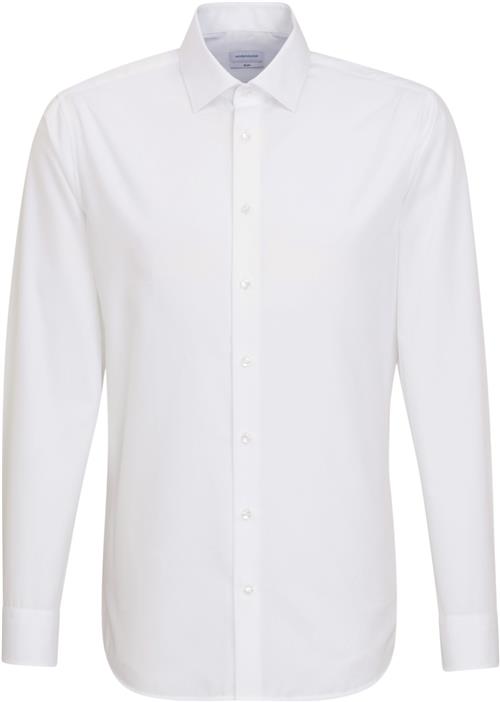 Seidensticker Business Shirt Slim Long Sleeve Kentcollar Uni Mand White Langærmede Skjorter Slim Fit Str 40 - Bomuld hos Magasin