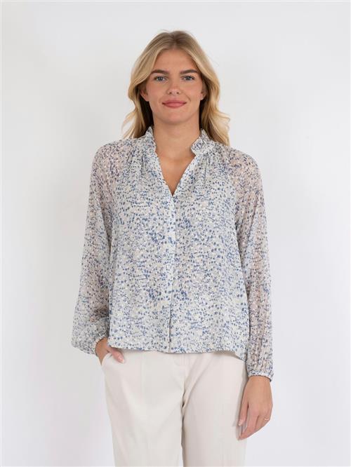 Neo Noir Solbi Ditsy Dot Blouse Kvinde Light Blue Langærmede Bluser Str 44 - hos Magasin