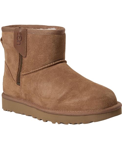 UGG W Classic Mini B Zip Kvinde Chestnut Vinterstøvler Str 37 - Polyester hos Magasin