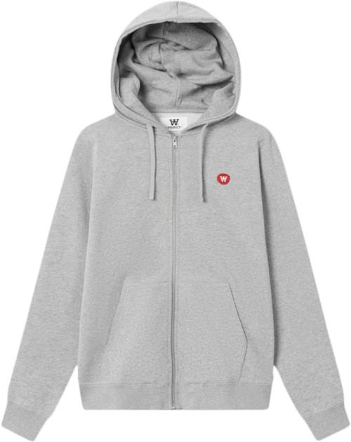 Wood Wood Zan zip Patch Hoodie Gots Mand Grey Melange Hoodies Str S - hos Magasin