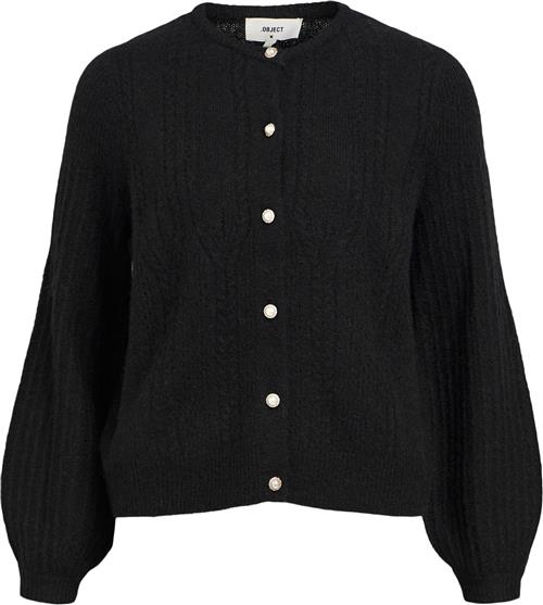 Object Objophelia L/S Knit Cardigan REP Kvinde Black Cardigans Str XL - hos Magasin