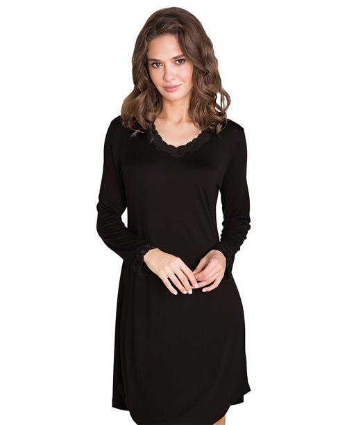 Se Lady Avenue Silk Jersey Nightgown, Long Sleeve Natkjoler Str XS - Silke hos Magasin ved Magasin