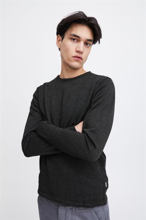 Casual Friday Cfkent Merino Crew Neck Knit Mand Dark Grey Melange Sweaters Slim Fit Str XL Merino - hos Magasin