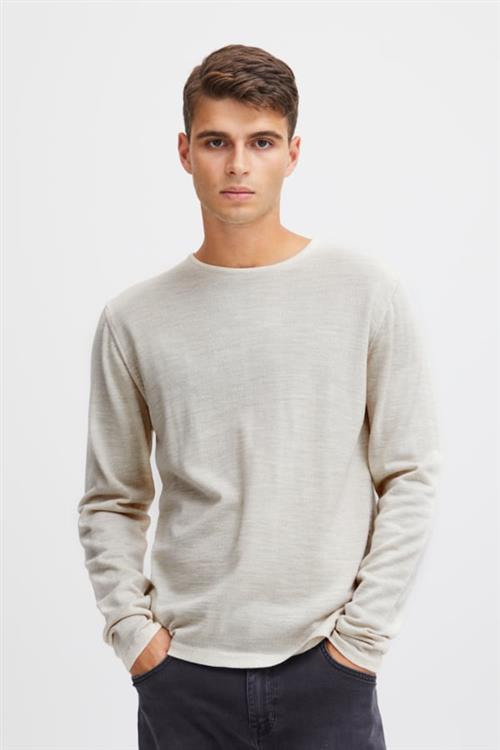 Se Casual Friday Cfkent Merino Crew Neck Knit Mand Light Sand Sweaters Slim Fit Str XL Merino - hos Magasin ved Magasin