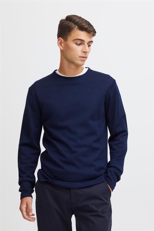 Casual Friday Cfkent Merino Crew Neck Knit Mand Navy Sweaters Slim Fit Str S Merino - hos Magasin