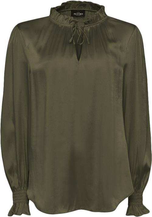 Sand 3176 Matt Lalie Blouse Kvinde Grøn Toppe Str 44 - Silke hos Magasin