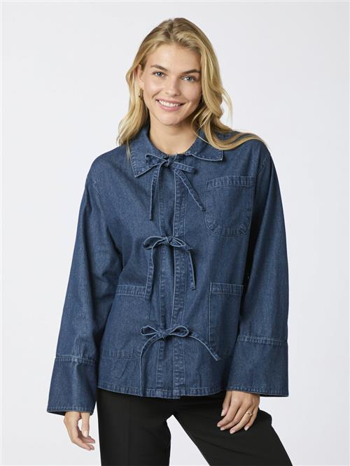 Se Neo Noir Starlie Denim Shirt Kvinde Dark Blue Langærmede Bluser Str 34 Denim - hos Magasin ved Magasin