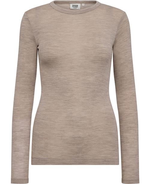 Magasin du Nord Collection Magasin Cilla 1 RWS Merino Wool Kvinde Sand Melange Langærmede Bluser Str XS Merino