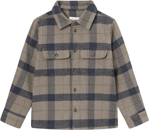 Les Deux Lennon Check Overshirt Kids Str 122/128 - Desert Taupe/dark Navy Skjorter hos Magasin