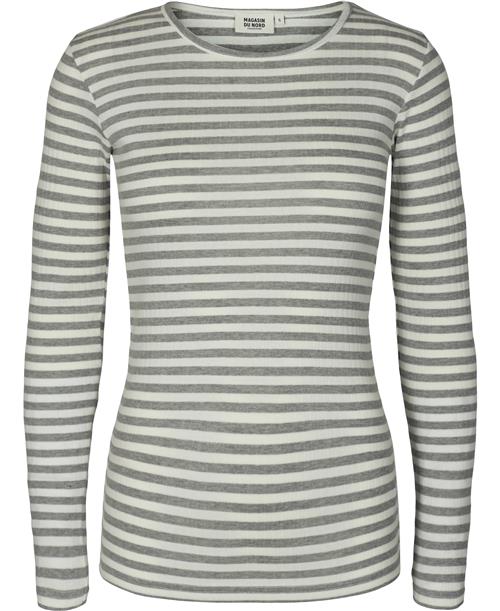 Magasin du Nord Collection Magasin Milla 1G Kvinde Light Grey Mel / Star White Stripe Langærmede Tshirts Str XS Bomuld