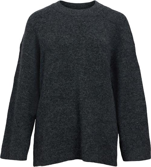 Object Objdiana LO L/S Knit Pullover Noos Kvinde Dark Grey Melange/col Toppe Str S/M - hos Magasin