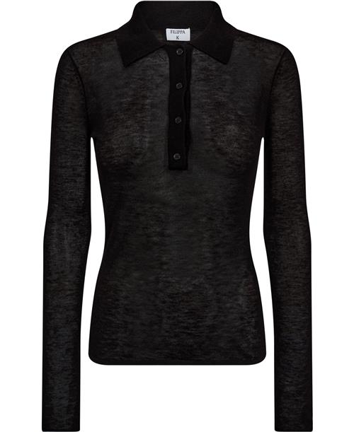 Filippa K Knit Polo Sweater Kvinde Black Sweaters Str L - hos Magasin