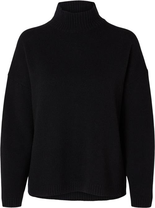 Selected Femme Slfcille LS Knit High Neck Noos Kvinde Sort Sweaters Loose Fit Str XS - hos Magasin