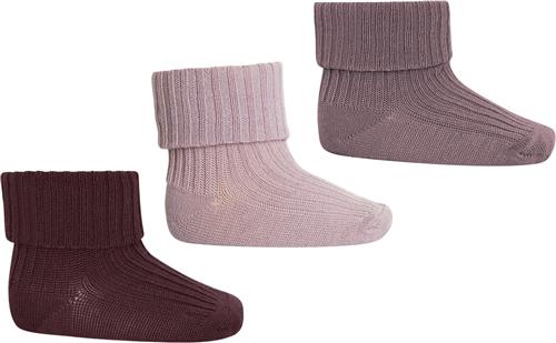 mpKids Wool rib Baby Socks 3-pack Str 25/28 - Wood Rose Strømper Uld hos Magasin