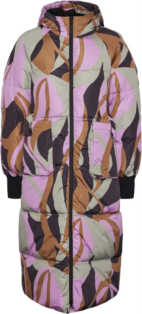 YAS Yassimilly Padded Coat S. Kvinde Abbey Stone/cilea Print Dunjakker Str L - hos Magasin