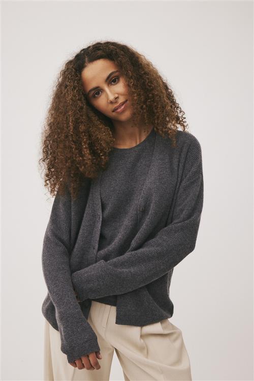 Magasin du Nord Collection Magasin Mabel 5 100 Cashmere Kvinde Dark Grey Melange Cardigans Str M Cashmere