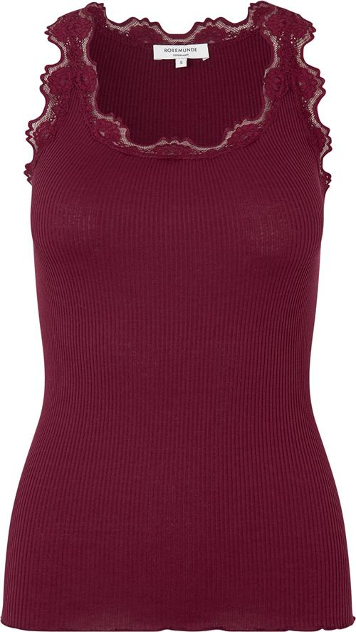 Se Rosemunde Silk top w/ Lace Kvinde Maroon Red Toppe Str S - hos Magasin ved Magasin