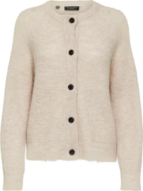 Se Selected Femme Slflulu LS Knit Short Cardigan Noos Kvinde Birch/melange Cardigans Str L - hos Magasin ved Magasin