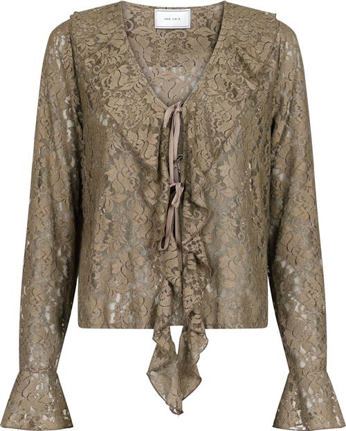 Neo Noir Anika Lace Blouse Kvinde Taupe Langærmede Bluser Str 40 - hos Magasin