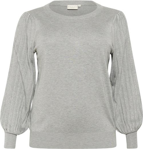 Kaffe Curve Kcloni Knit Pullover Kvinde Grey Melange Langærmede Bluser Str XL - hos Magasin