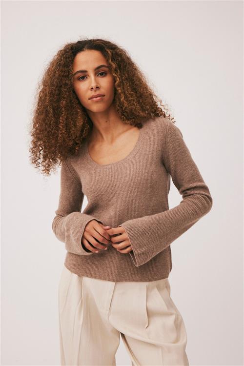 Magasin du Nord Collection Magasin Mabel 6 100 Cashmere Kvinde Sand Melange Sweaters Str S Cashmere