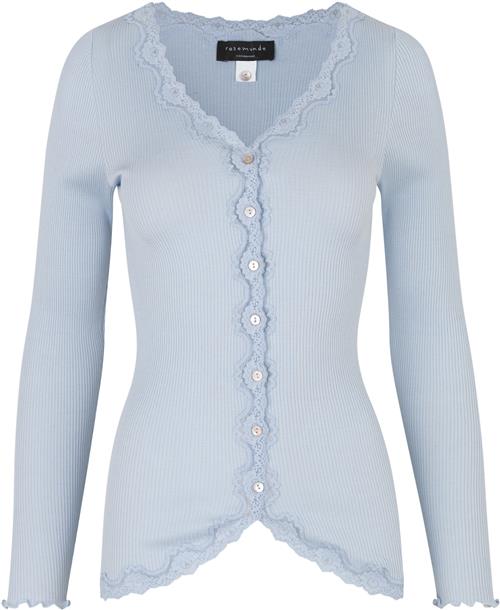 Rosemunde Silk Cardigan Regular ls W/rev Vintage Lace Kvinde Heather Sky Cardigans Str M - Bomuld hos Magasin