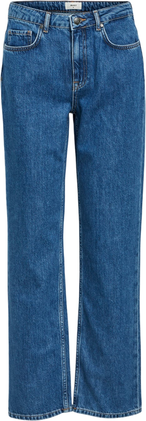 Se Object Objsava Ellen MW Straight Jeans NOO Kvinde Medium Blue Denim Straight Jeans Str S - hos Magasin ved Magasin